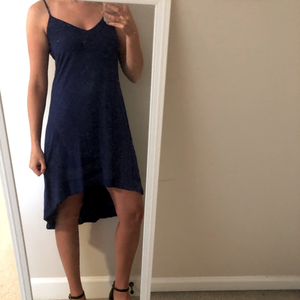 High low navy dress